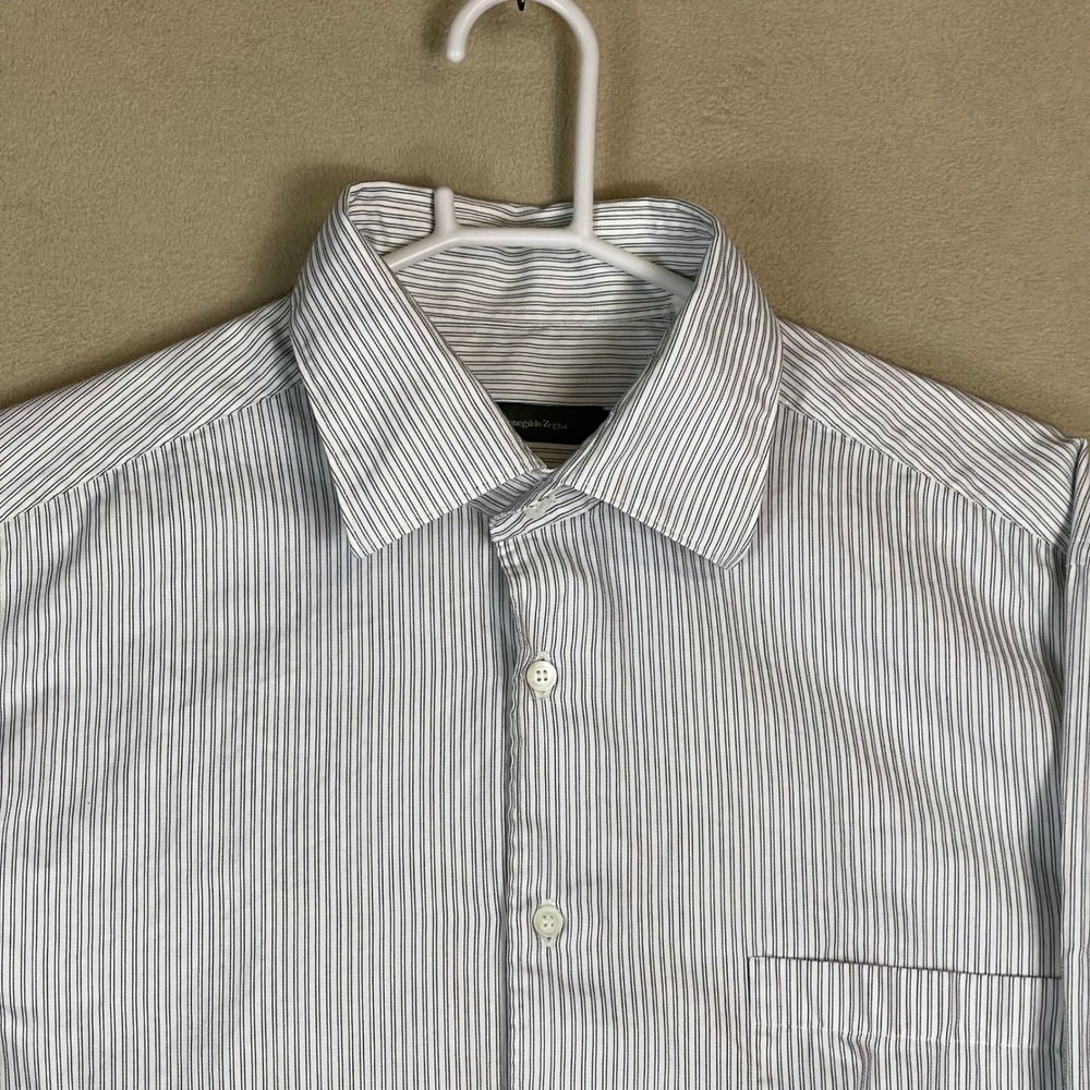 Ermenegildo Zegna Xxl Dress Shirt Striped Long Sleeve Cotton Menswear View 3
